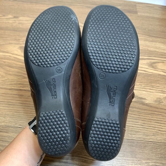 Dansko Womens 38 7.5 8 Franny Loafer Slip On Shoes Burnished Leather Adjustable - Picture 7 of 11